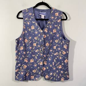 Pendleton Women's Blue Floral Vest & Midi Skirt 2 Piece Set Size M / 10